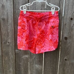 Girls 10-12 Old Navy Pink & Red Tropical Print Pull‑On Shorts EUC